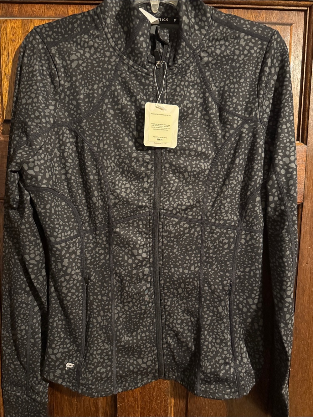 Fabletics Black & Gray Printed Full-Zip Utility Jacket